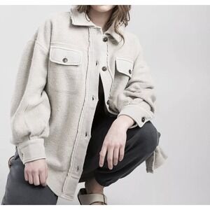 Free People Ruby Jacket Washed Shacket Women's Size XS Light Gray Oversized Boho